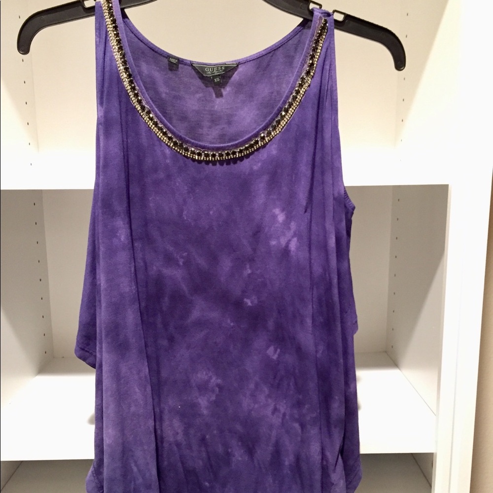 Guess Amyst Tie Dye Exposed Shoulder Top
